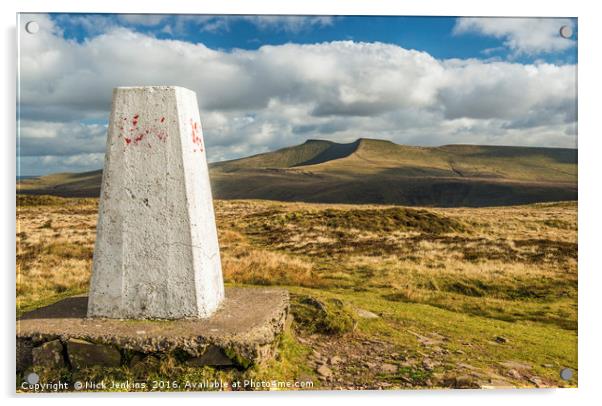 Trig Point on Fan Frynych in the Brecon Beacons Acrylic by Nick Jenkins