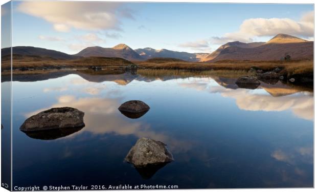 First Light on Rannoch Moor Canvas Print by Stephen Taylor