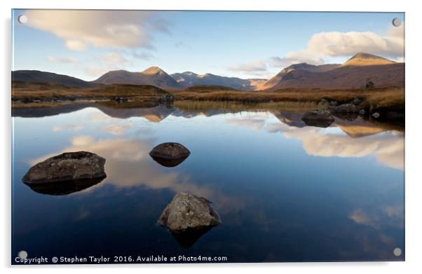 First Light on Rannoch Moor Acrylic by Stephen Taylor