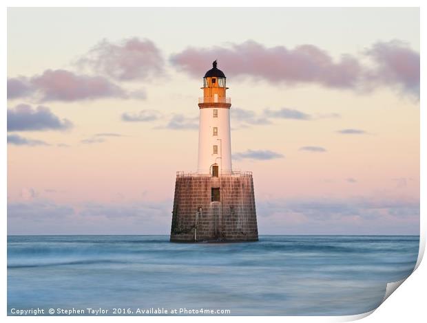 Sunset light at Rattray Head Lighthouse Print by Stephen Taylor