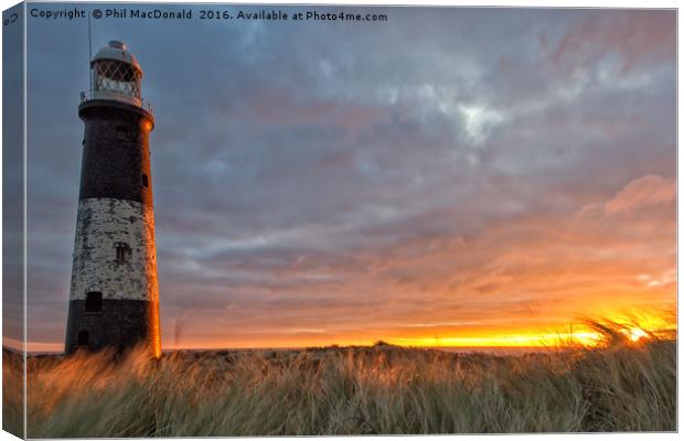 Glorious Sunrise, Spurn Lighthouse Canvas Print by Phil MacDonald