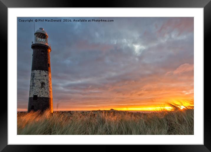 Glorious Sunrise, Spurn Lighthouse Framed Mounted Print by Phil MacDonald