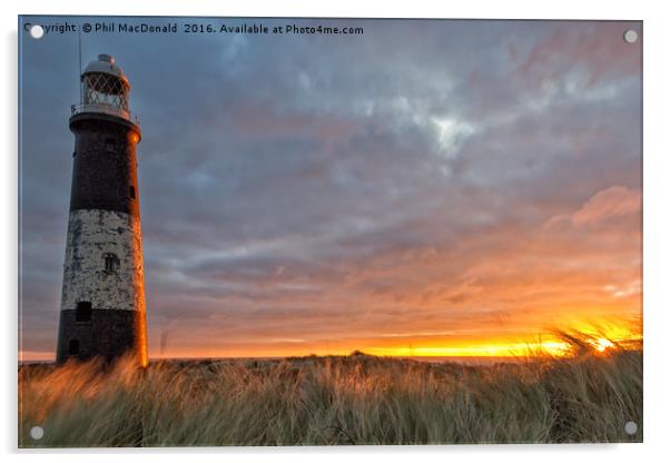 Glorious Sunrise, Spurn Lighthouse Acrylic by Phil MacDonald