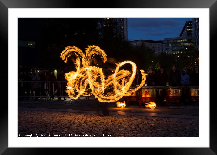 Fire Spinning  Framed Mounted Print by David Chennell