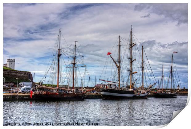 Tall Ships at Anchor Print by Tom Gomez