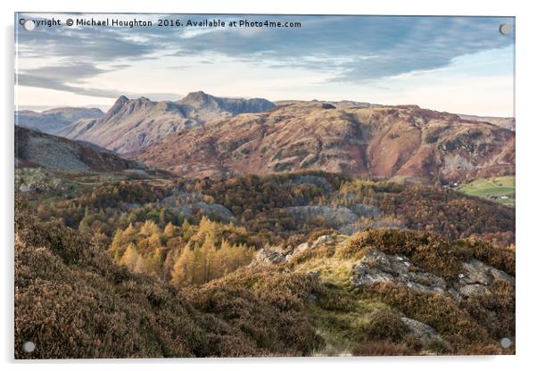 The Langdales from Holme Fell Acrylic by Michael Houghton