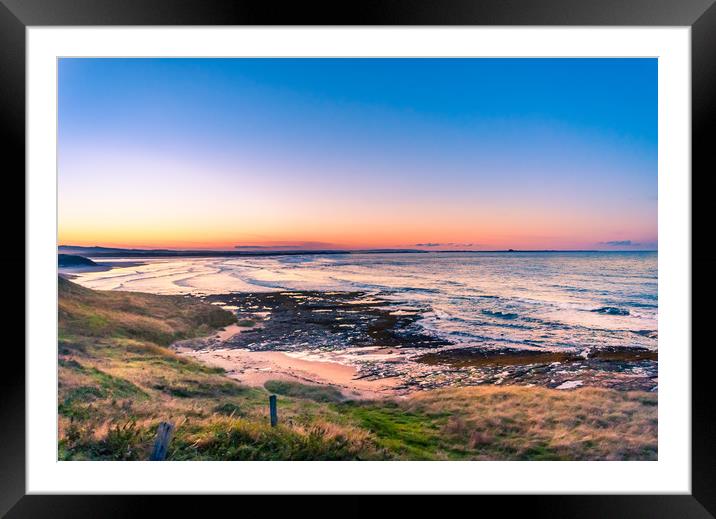 Sunset over beautiful Bamburgh Framed Mounted Print by Naylor's Photography