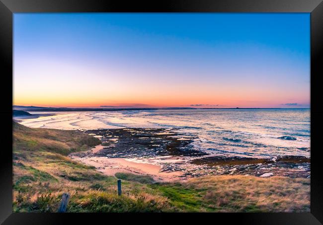 Sunset over beautiful Bamburgh Framed Print by Naylor's Photography