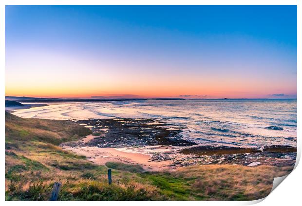 Sunset over beautiful Bamburgh Print by Naylor's Photography