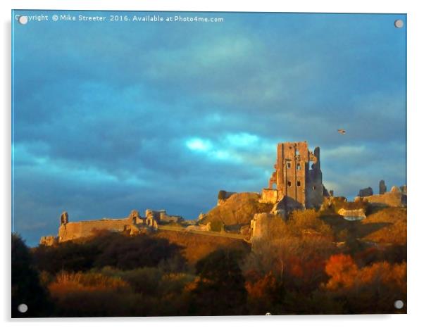 Corfe Castle in November Acrylic by Mike Streeter