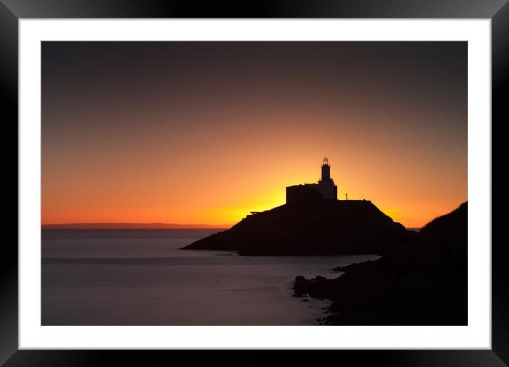 Golden sunrise over Mumbles lighthouse Framed Mounted Print by Leighton Collins