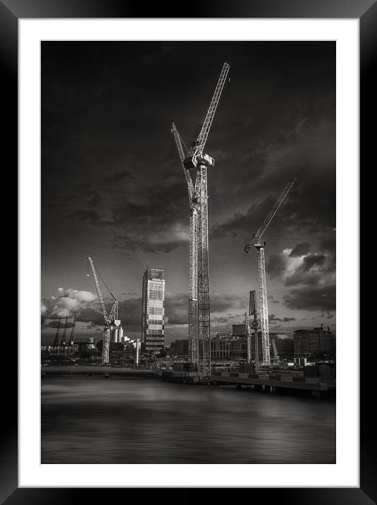 Docklands In Mono Framed Mounted Print by Clive Eariss