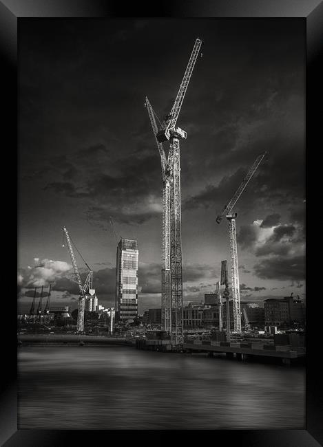 Docklands In Mono Framed Print by Clive Eariss