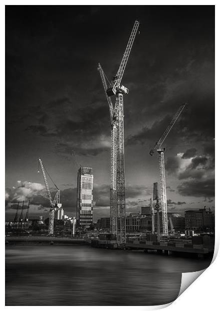 Docklands In Mono Print by Clive Eariss