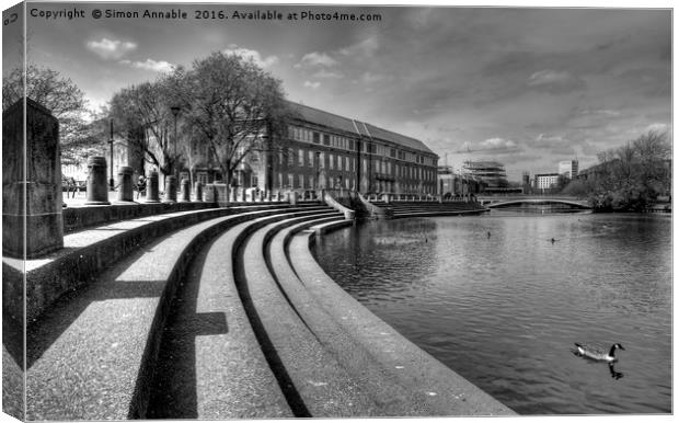 Derby River Embankment Canvas Print by Simon Annable