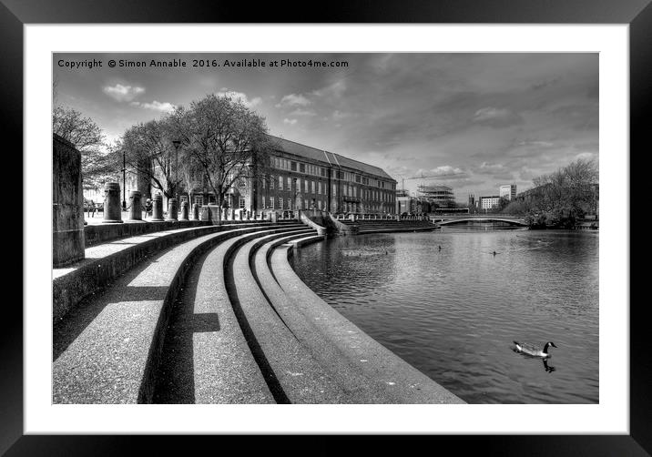 Derby River Embankment Framed Mounted Print by Simon Annable