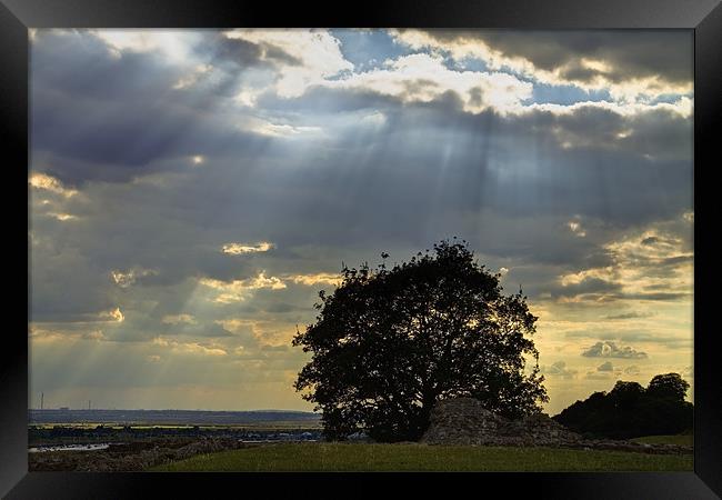 Hadleigh Castle storm clouds HDR Framed Print by David French
