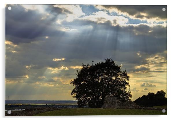 Hadleigh Castle storm clouds HDR Acrylic by David French