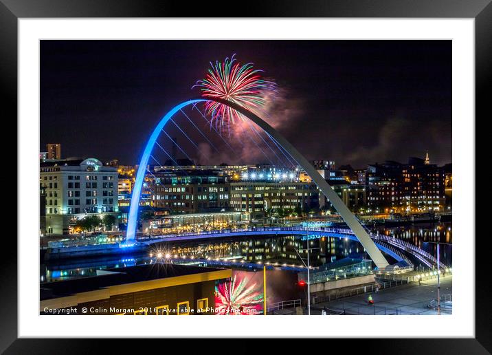 Millennium Bridge Fireworks Framed Mounted Print by Colin Morgan