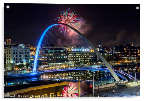 Millennium Bridge Fireworks Acrylic by Colin Morgan