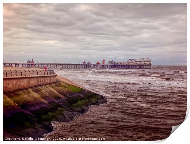 Blackpool North Pier at twilight Print by Philip Openshaw