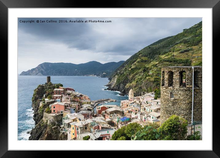 Looking Down on Vernazza, Italy Framed Mounted Print by Ian Collins