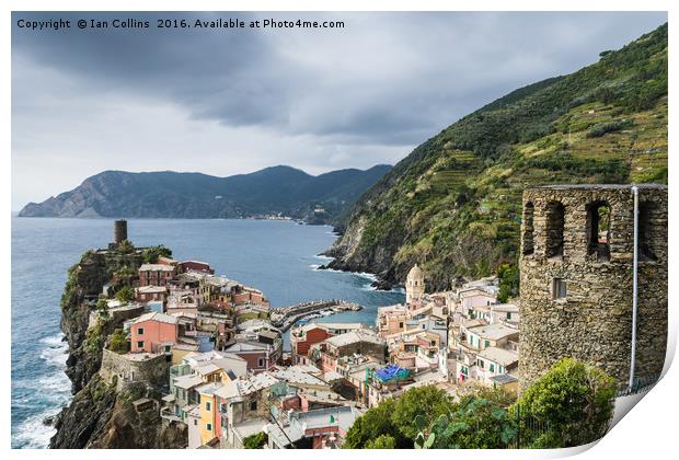 Looking Down on Vernazza, Italy Print by Ian Collins