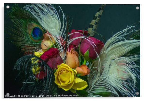 Feathers and Roses Acrylic by andrew blakey