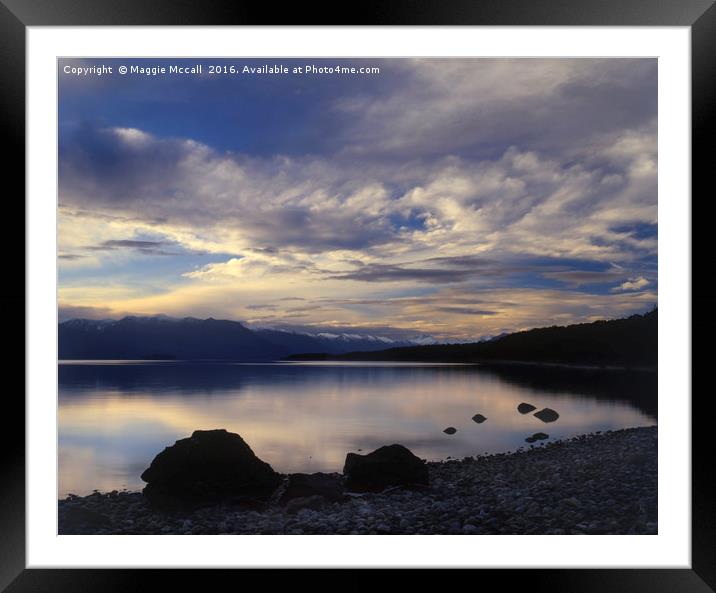 Lake Te Anau Sunset, New Zealand Framed Mounted Print by Maggie McCall