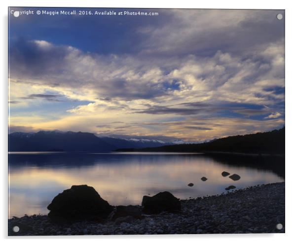 Lake Te Anau Sunset, New Zealand Acrylic by Maggie McCall