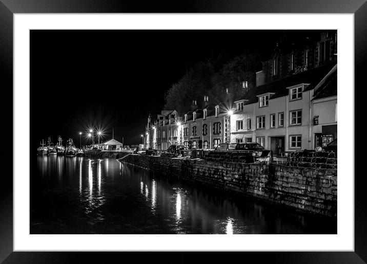 Portree Harbour at Night Framed Mounted Print by Derek Beattie