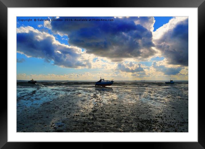 Three Boats In The Sunset Framed Mounted Print by Gabriella Coombs