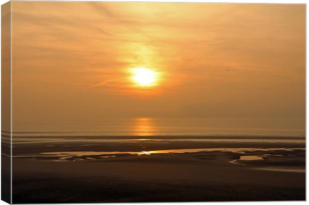 Sunset over Blackpool Beach  Canvas Print by Tony Murtagh