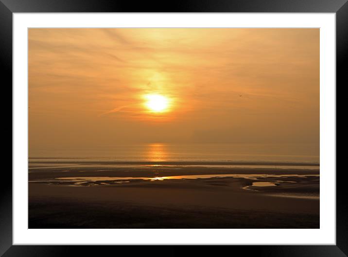 Sunset over Blackpool Beach  Framed Mounted Print by Tony Murtagh