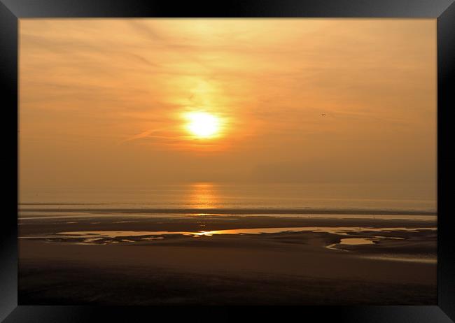 Sunset over Blackpool Beach  Framed Print by Tony Murtagh