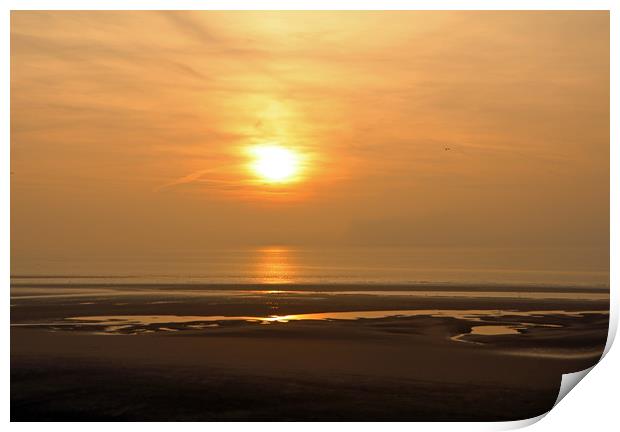 Sunset over Blackpool Beach  Print by Tony Murtagh