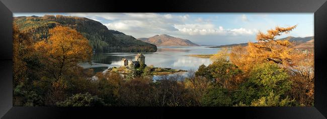 Eilean Donan Castle Panorama in Autumn Framed Print by Grant Glendinning