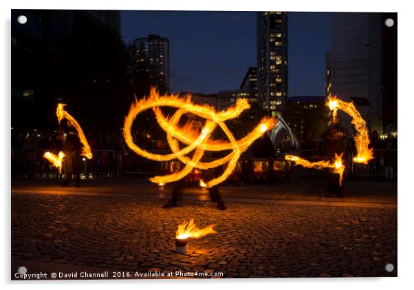 Fire Spinning  Acrylic by David Chennell