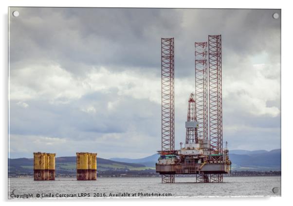 Decommissioned Oil Rigs on the Cromarty Firth Acrylic by Linda Corcoran LRPS CPAGB