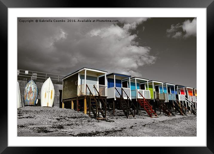 Autumn Beach Huts  Framed Mounted Print by Gabriella Coombs