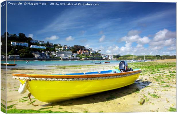 Yellow Boat, Salcombe. Devon Canvas Print by Maggie McCall