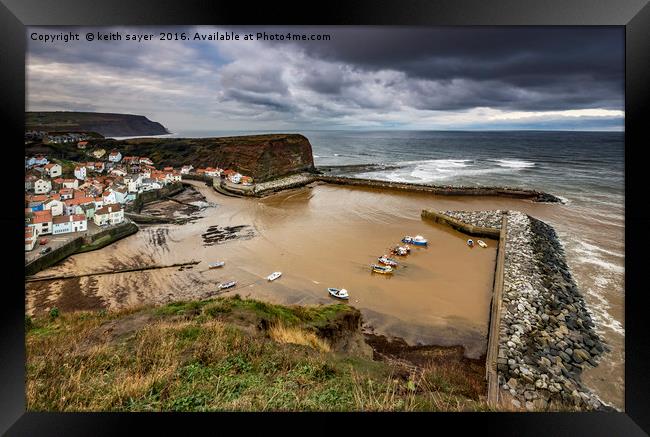 Staithes from the East cliff Framed Print by keith sayer