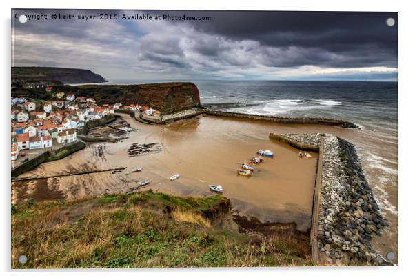 Staithes from the East cliff Acrylic by keith sayer