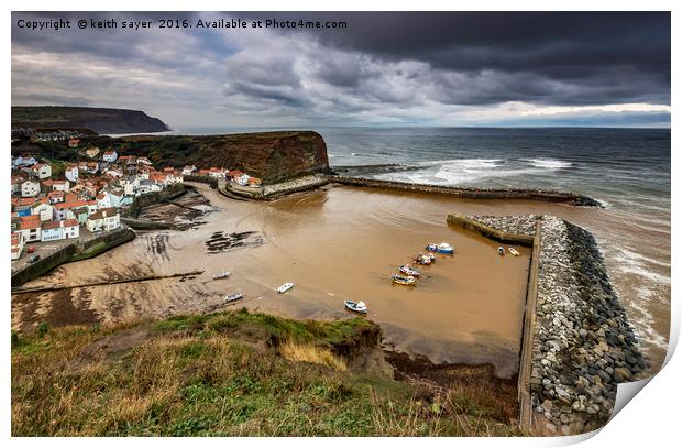 Staithes from the East cliff Print by keith sayer