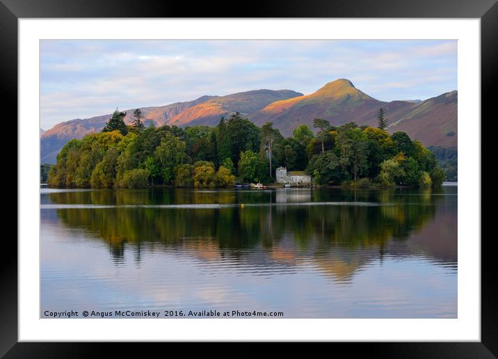 Derwent Isle / Catbells at sunrise Framed Mounted Print by Angus McComiskey