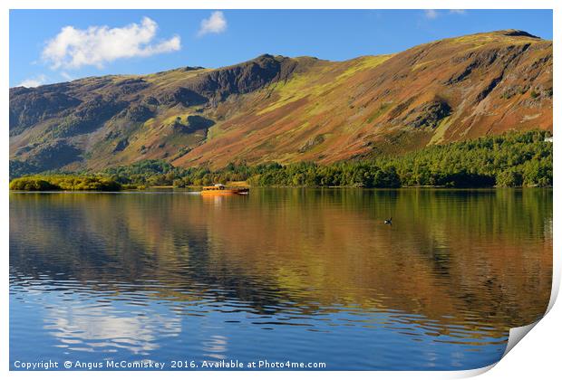 Tourist boat on Derwentwater Print by Angus McComiskey