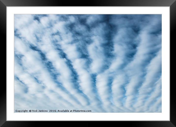 High White Furrow Clouds in a Blue Sky Framed Mounted Print by Nick Jenkins