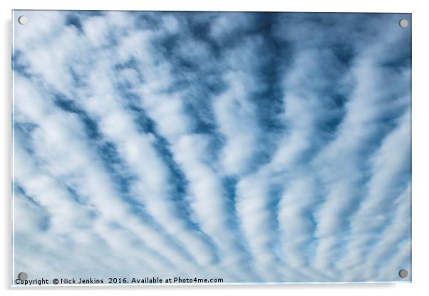 High White Furrow Clouds in a Blue Sky Acrylic by Nick Jenkins