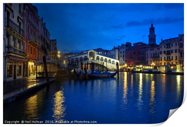 The Rialto Bridge, Venice Print by Neil Holman