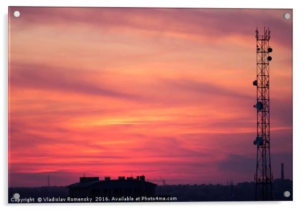 Cellular tower after sunset Acrylic by Vladislav Romensky